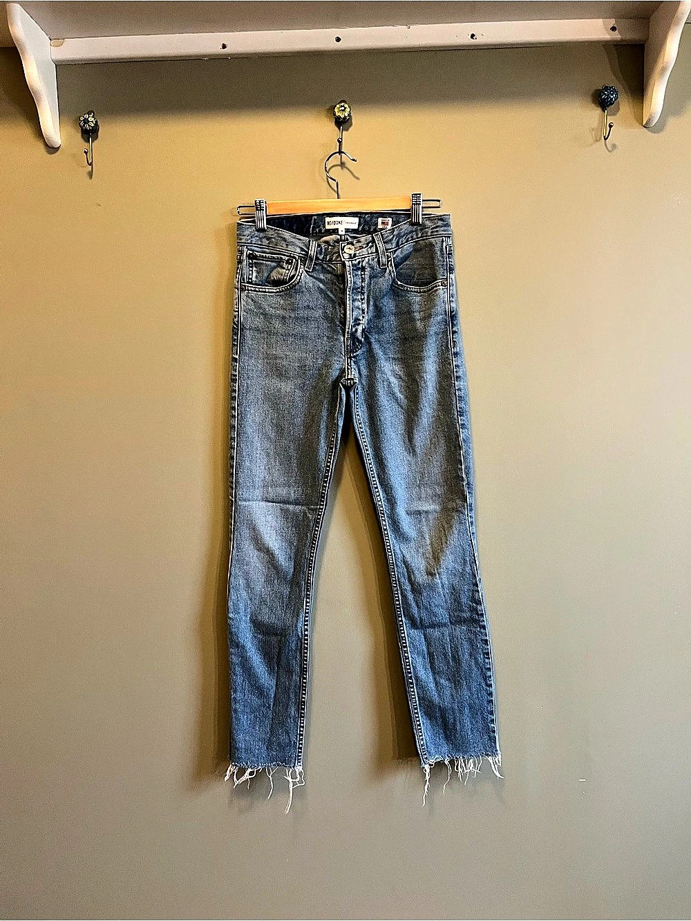 RE/DONE Originals High Rise Ankle Crop Jeans Skinny Jeans Blue Waist 26